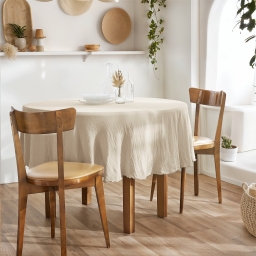Nappe ronde (0) 180 cm gaze de coton unie gaïa pampa Naturel