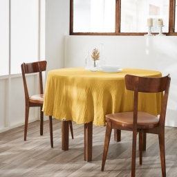 Nappe ronde (0) 180 cm gaze de coton unie gaïa safran Jaune