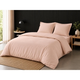 Pack complet housse de couette percale 78 fils pour lit 140 x 190 cm Nude