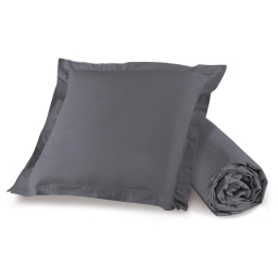 Pack drap housse 1 personne 90 x 190 cm + 1 taie d'oreiller 63 x 63 point bourdon 100% coton 57 fils couleur Gris souris