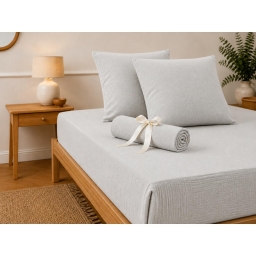 Pack Drap Housse 140 x 190 cm + 2 Taies d&rsquo;Oreiller 60 x 60 cm Double Gaze de Coton GA&Iuml;A Nuage
