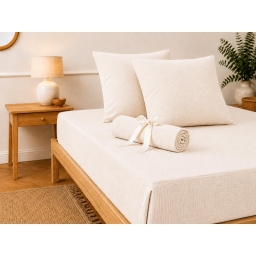 Pack Drap Housse 140 x 190 cm + 2 Taies d&rsquo;Oreiller 60 x 60 cm Double Gaze de Coton GA&Iuml;A Pampa