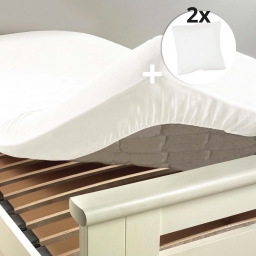 Pack drap housse 2 personnes 160 x 200 + 2 taies 63 x 63 cm 100% coton couleur Blanc