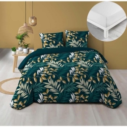 Pack housse de couette 220 x 240 cm Nelida + drap housse 140 x 190 Blanc