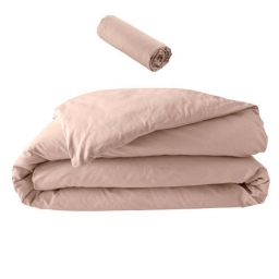 Pack parure 260 x 240 cm en percale 78 Fils + DH 160x200 cm Nude