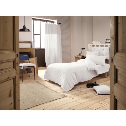 Pack parure de couette 140 x 200 cm + drap housse 90 x 190 cm + 1 taie en double gaze de coton Blanc
