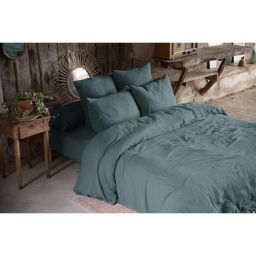 Pack parure de lit en gaze de coton 260 x 240 cm + drap housse 160x200 cm + 2 taies 60x60 cm - Canard