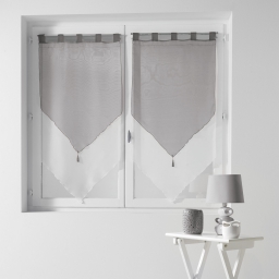 Paire pompon passants 2 x 60 x 120 cm voile bicolore duo Blanc/Gris
