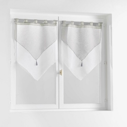 Paire pompon passants 2 x 60 x 160 cm voile double sable duetto Gris/blanc