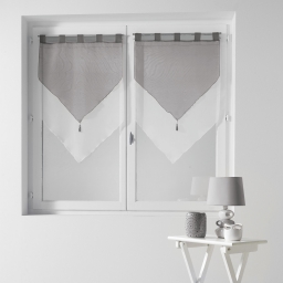 Paire pompon passants 2 x 60 x 90 cm voile bicolore duo Blanc/Gris