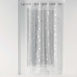 Panneau a oeillets 140 x 240 cm voile imprime metallise bloomy Blanc/argent