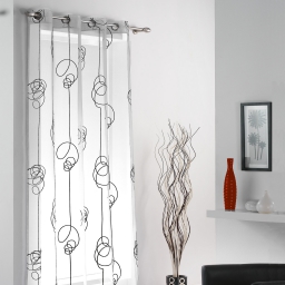 Panneau a oeillets 140 x 240 cm voile imprime transfert looping Blanc/Noir