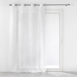 Panneau a oeillets 140 x 240 cm voile sable brode edenia Blanc