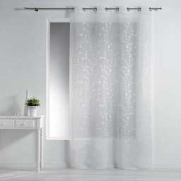 Panneau a oeillets 140 x 240 cm voile sable brode petite fleur Blanc/Blanc