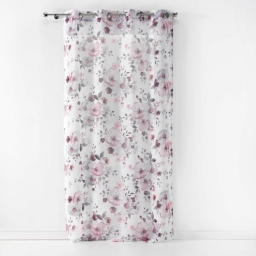 Panneau a oeillets 140 x 240 cm voile sable imprime velvet flower Blanc