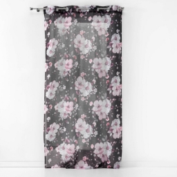 Panneau a oeillets 140 x 240 cm voile sable imprime velvet flower Noir