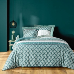 Parure 3 p. 240 x 220 cm polycoton  52 fils Stria Emeraude