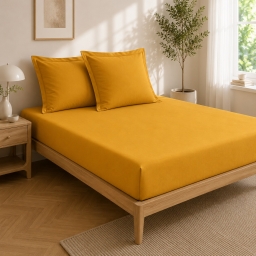 Parure Drap Housse H&ocirc;tel 140 x 190 cm + 2 Taies 63 x 63 cm Percale 78 Fils Curry