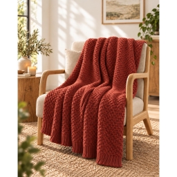 Plaid 125 x 150 cm Polyester tricot uni OLYMPIA Terracotta