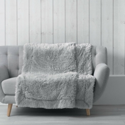 Plaid 180 x 220 cm imitation fourrure marilou Gris