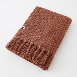 Plaid à franges 130 x 160 cm en RPET - Gabin Terracotta
