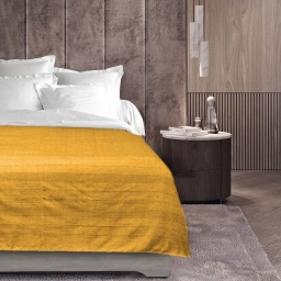 Plaid enroulable 180 x 220 cm polycoton Lucile Jaune curry