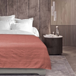 Plaid enroulable 180 x 220 cm polycoton Lucile Vert Vieux rose