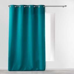 Rideau À Œillets 140 x 260 cm Polyester Uni Essentiel - Bleu pétrole