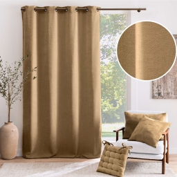 Rideau &agrave; &oelig;illets 140 x 260 cm Velours chenille COSI Noisette