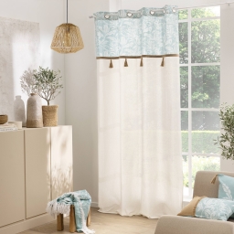 Rideau &agrave; &OElig;illets Hera - 140 x 240 cm - Coton/Polyester avec Pompons