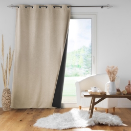 Rideau à œillets isolant doublé polaire Jupiter Beige 140 x 260 cm