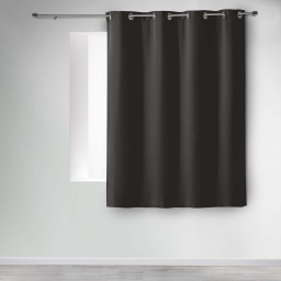Rideau à œillets occultant uni petite hauteur 140 x 180 cm - Noir