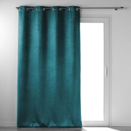 Rideau a oeillets 135 x 240 cm occultant velours frappé Anthea Pétrole