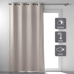 Rideau a oeillets 135 x 260 cm 100% occultant thermique uni occultissime Beige