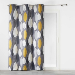 Rideau a oeillets 140 x 240 cm coton imprime leafy Jaune