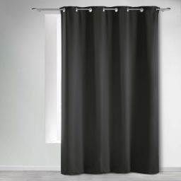 Rideau a oeillets 140 x 240 cm occultant uni occult Charbon