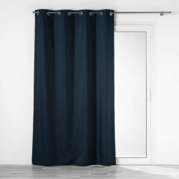 Rideau a oeillets 140 x 260 cm 100% occultant/chambray uni Crepuscule Bleu