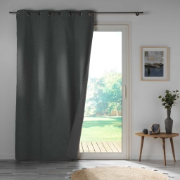 Rideau a oeillets 140 x 260 cm 100% occultant/microfibre unie obscure Anthracite