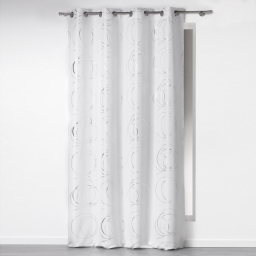 Rideau a oeillets 140 x 260 cm polyester imprime argent bully Blanc