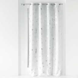 Rideau a oeillets 140 x 260 cm polyester imprime metallise bloomy Blanc/argent