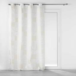 Rideau a oeillets 140 x 260 cm polyester imprime metallise lineor Blanc/or