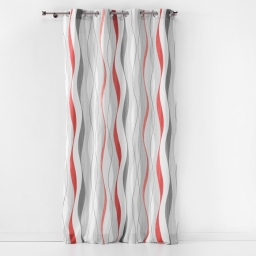 Rideau a oeillets 140 x 260 cm polyester imprime ondulys Rouge