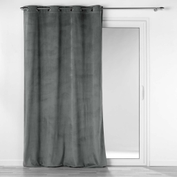 Rideau &agrave; oeillets 140 x 260 cm velours c&ocirc;tel&eacute; Casual Anthracite