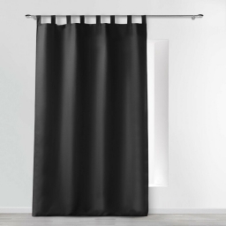 Rideau a passants 140 x 260 cm polyester uni essentiel Noir