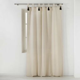 rideau a passants+pompons 140 x 240 cm polycoton uni cyrine