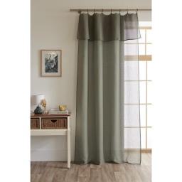 Rideau ajustable + 8 anneaux pince 140 x 270 cm Polyester effet bouclette ELDA Kaki