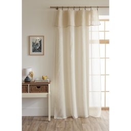 Rideau ajustable + 8 anneaux pince 140 x 270 cm Polyester effet bouclette ELDA Sable