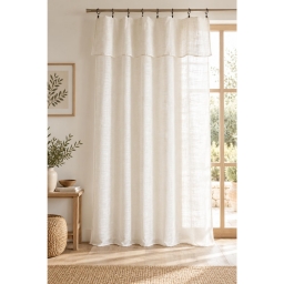 Rideau ajustable + 8 anneaux pince 140 x 270 cm Polyester effet lin NIA Ivoire