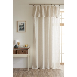 Rideau ajustable + 8 anneaux pince 140 x 270 cm Polyester fils teints effet chambray DUA Sable