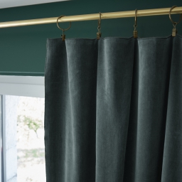 Rideau ajustable + 8 anneaux pince  140 x 270 cm velours de coton César Ardoise